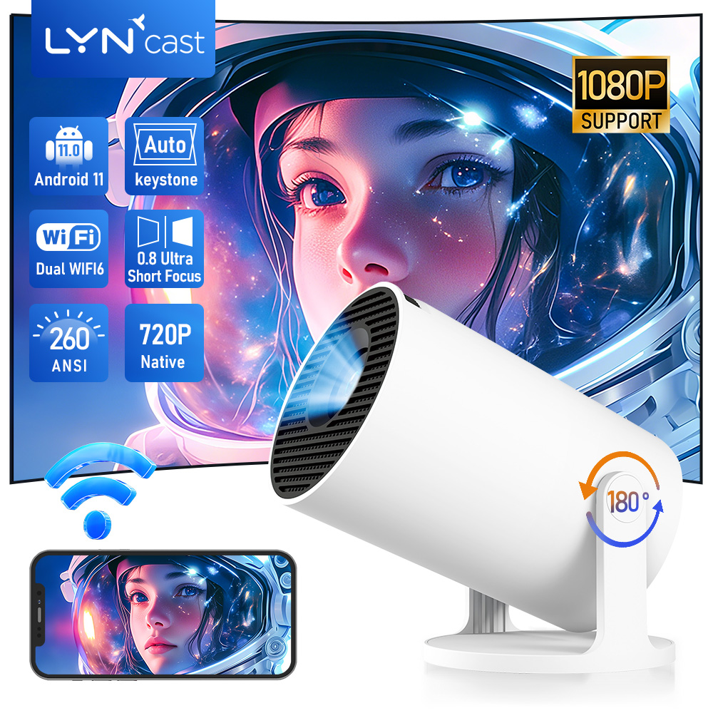 Home Cinema Entertainment - جهاز عرض LynCast X1BQ بدقة 4K،