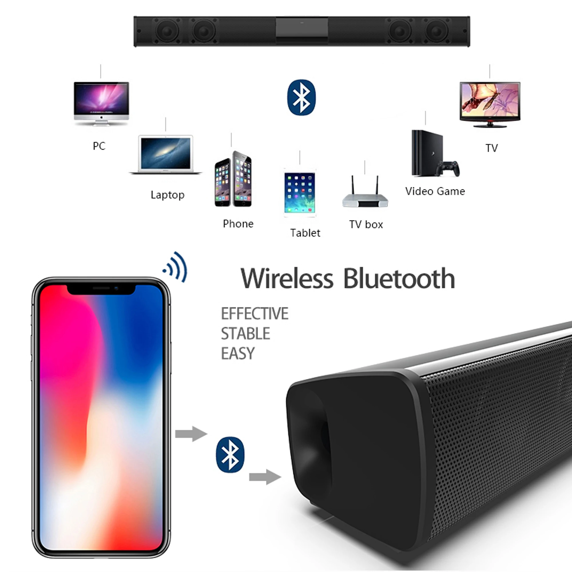 40 واط عالية الطاقة مكبرات الص - مراجعة Soundbar Bluetooth Home وسعره